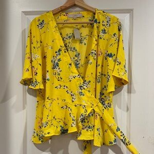 LP | LOFT | New w/ Tags | Yellow Floral Wrap Blouse